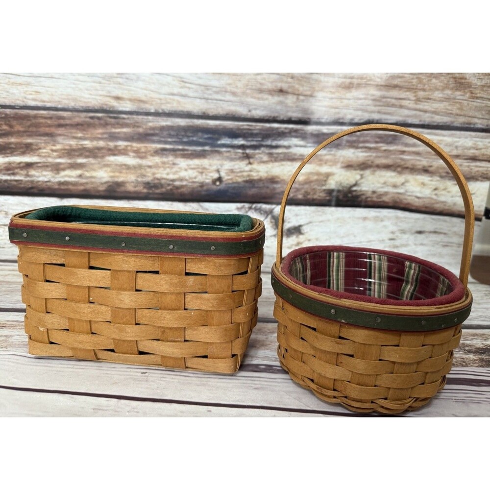 Longaberger 2004 2005 Small Basket Lot Liners Protectors Red Green